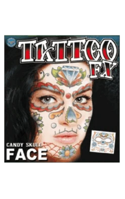 Candy Skull Face Tattoo