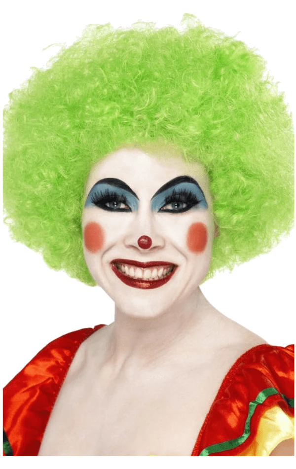 Unisex Green Clown Afro Wig 3 Unisex Green Clown Afro Wig