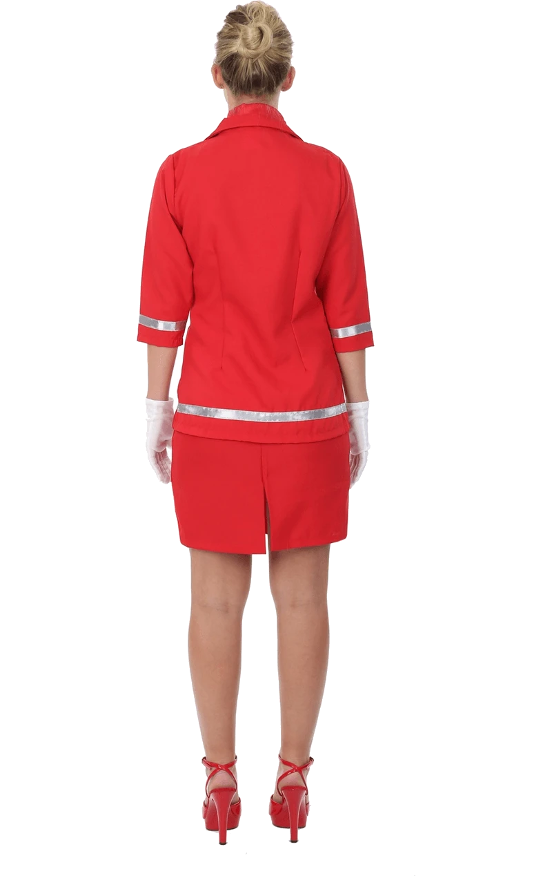 Adult Sizzling Red Air Hostess Costume 5 Adult Sizzling Red Air Hostess Costume - Image 3