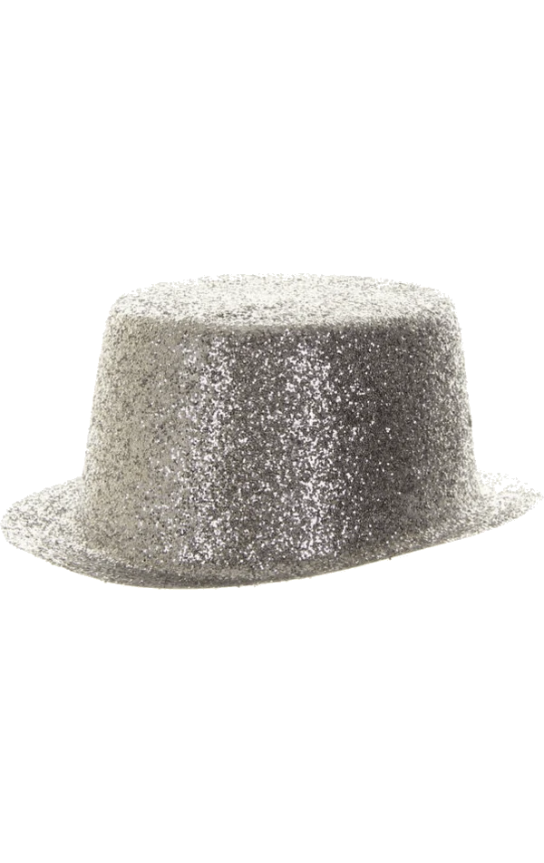 Silver Glitter Top Hat Accessory 3 Silver Glitter Top Hat Accessory