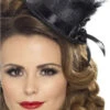 Smiffys Womens Black Feather Mini Top Hat