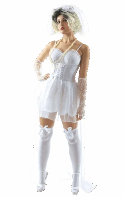 Womens 80s Virgin Bride Madonna Costume
