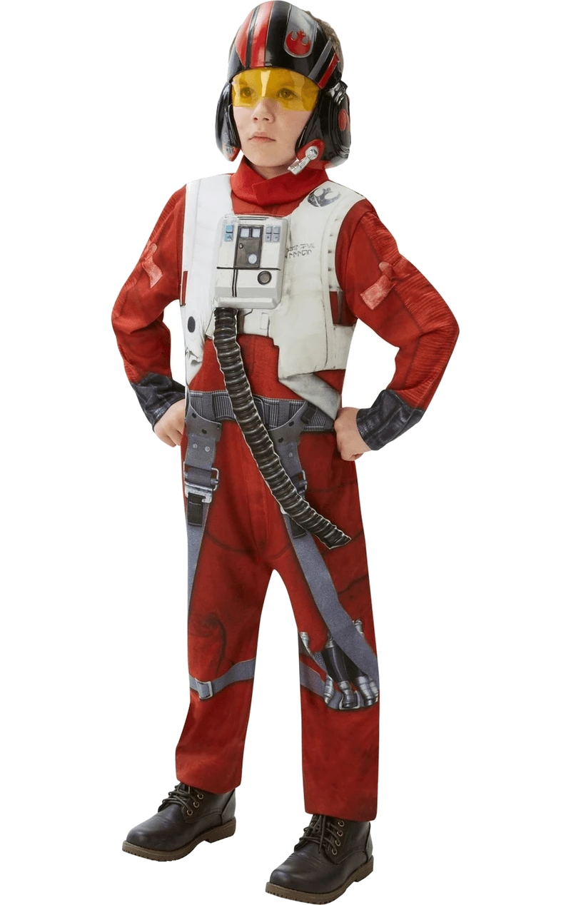 Kids Star Wars Deluxe Poe (X-Wing Fighter) Costume 3 Kids Star Wars Deluxe Poe (X-Wing Fighter) Costume