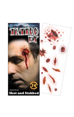 Shot And Stabbed Temporary Tattoos Accessory