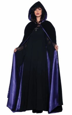 Adult Deluxe Velvet And Satin Purple Cape