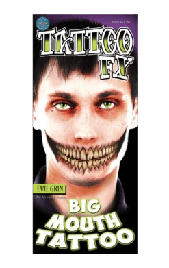 Evil Grin Big Mouth Temporary Tattoo
