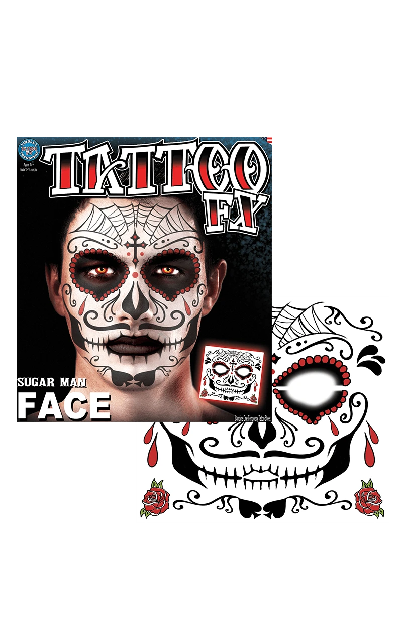 Day Of The Dead Face Tattoo Transfer 3 Day Of The Dead Face Tattoo Transfer