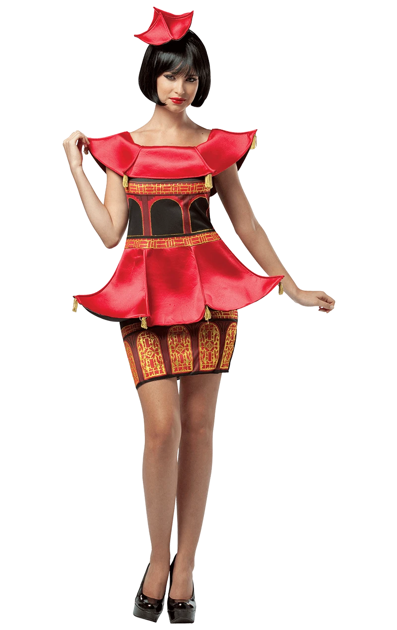 Ladies Asian Pagoda Dress Costume 3 Ladies Asian Pagoda Dress Costume