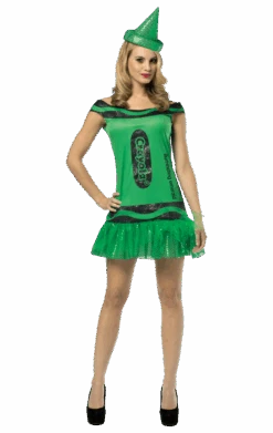 Womens Green Glitter Crayola Costume