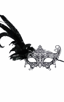 GENERIC Black Metal Feather Facepiece