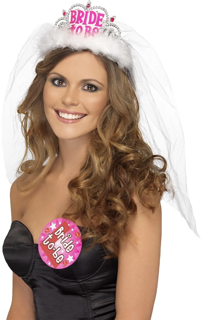 Smiffys Bride To Be Tiara With Veil 3 Smiffys Bride To Be Tiara With Veil