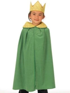 Kids Green Cloak & Crown Costume