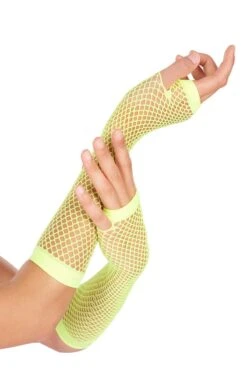 GENERIC Yellow Neon Fishnet Gloves